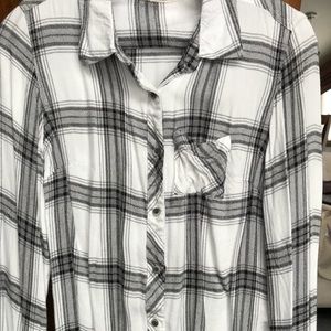 Maurices White, Gray, and Black Plaid Button Down